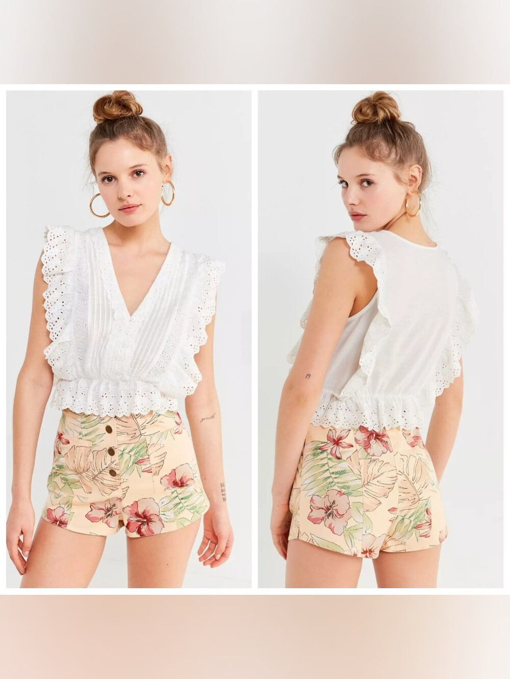 Urban Outfitters Lisa Marie Button-Down Short in a tropical floral print